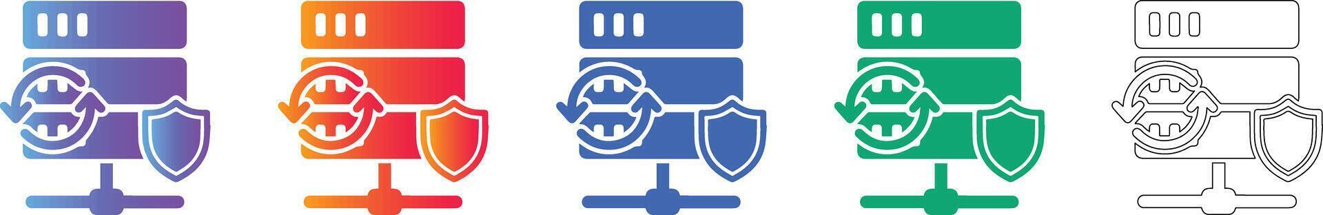 Data Server Security Icon Set vector