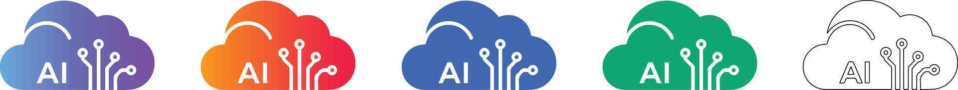 AI Cloud Computing and Machine Learning Technology Illustration vector