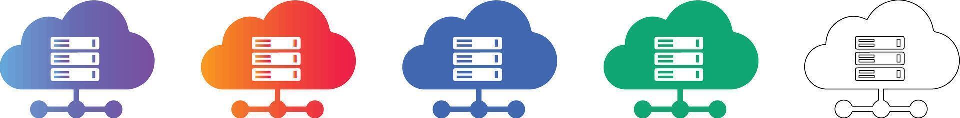 Cloud Computing and Server Network Icon Set vector