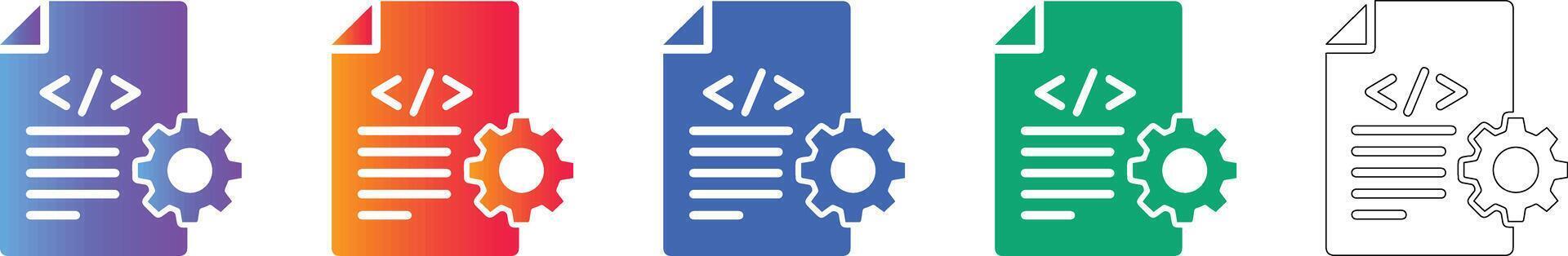 Programming Code Document with Gear Icon Set vector