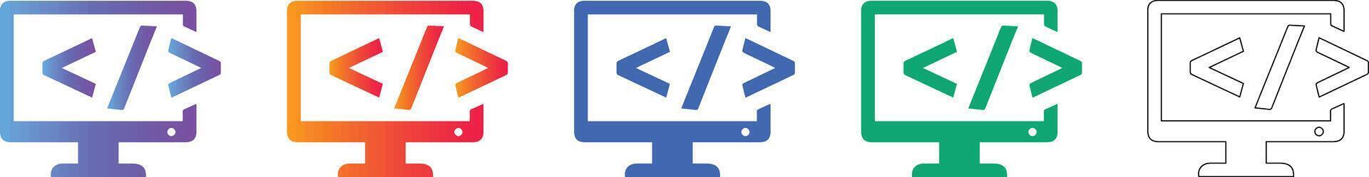 Computer Programming Code Screen Icons vector