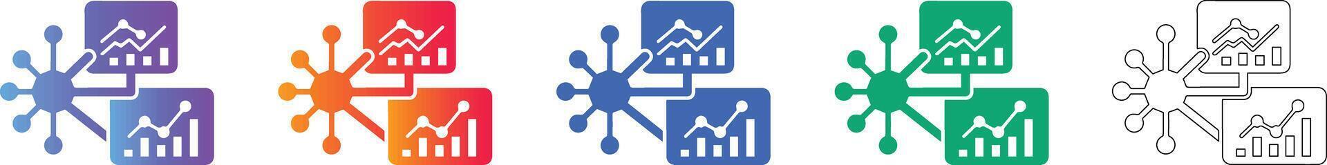 Data Network Analytics Icon Set vector