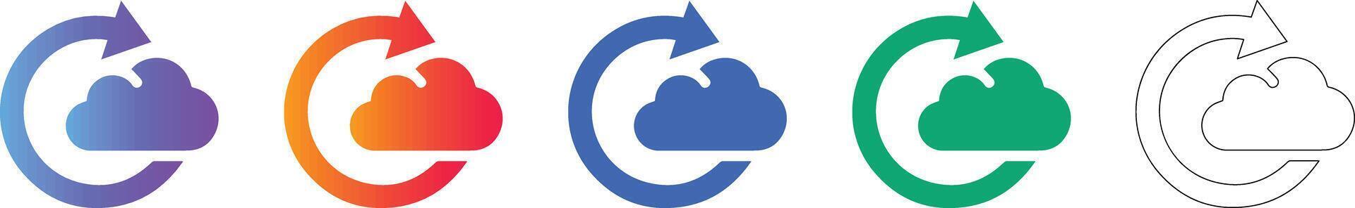 Cloud Refresh Sync Icon Set vector