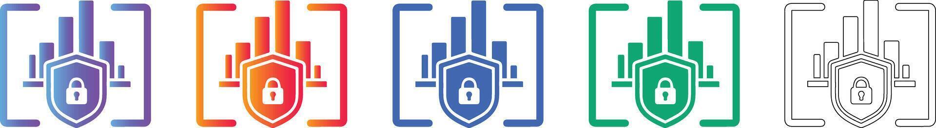 Secure Data Analytics Icon Set vector