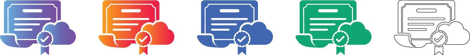 Cloud Certification Data Icon Set vector