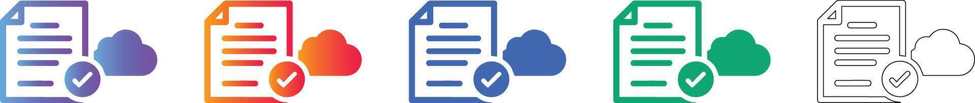 Cloud Data Verification Document Icons vector