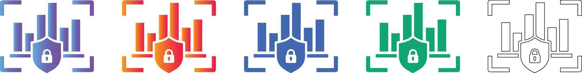 Secure Data Analytics Bar Chart Icon Set vector