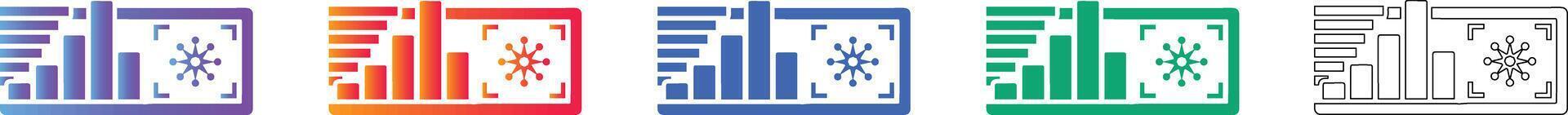 Network Node Analytics Bar Chart Icon Set vector