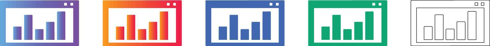 Bar Chart Analytics Interface Icon Set vector
