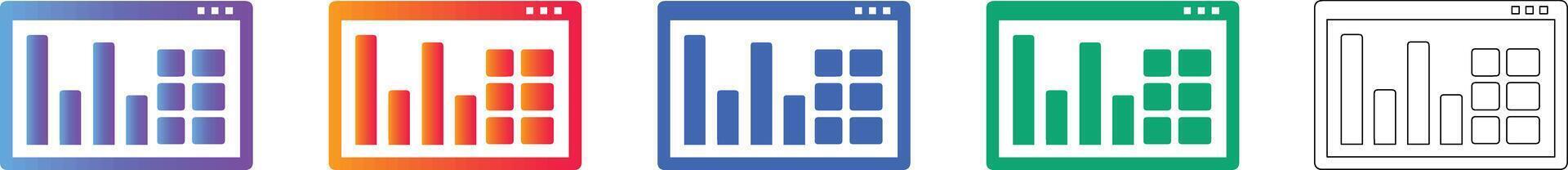 Data Processing Interface Icon Set vector