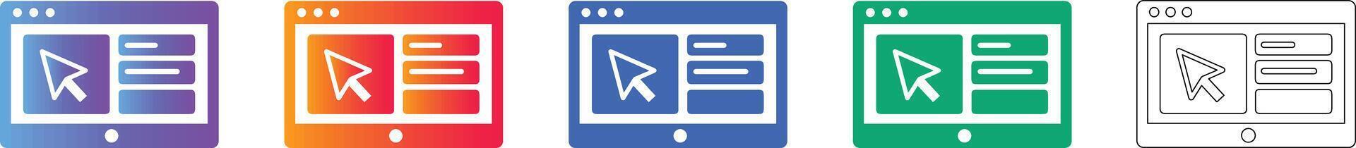 web navegador interfaz cursor icono conjunto vector