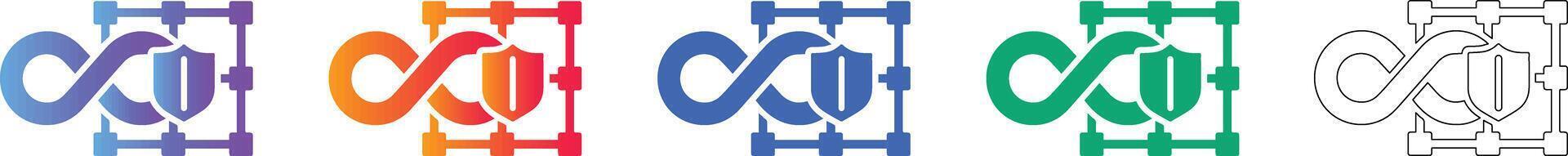 Infinity Loop Shield Security Icon Set vector