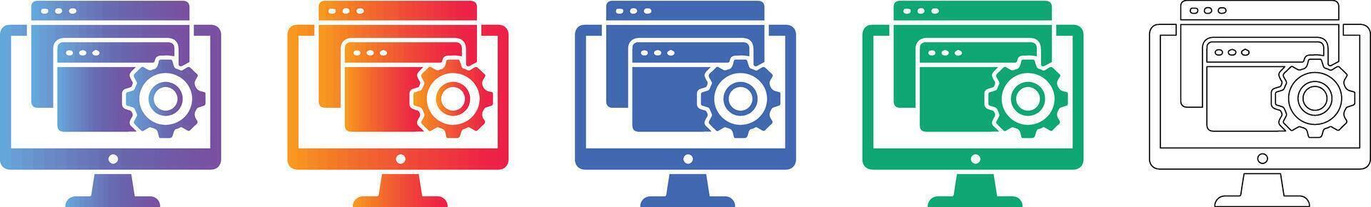 web desarrollo interfaz icono conjunto vector