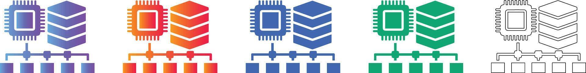 datos centrar procesador servidor íconos vector