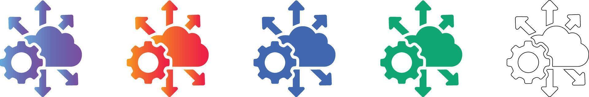 nube datos proceso íconos vector