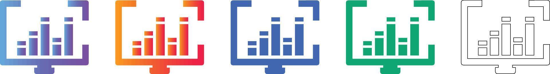 Monitor Display Data Analytics Icons vector