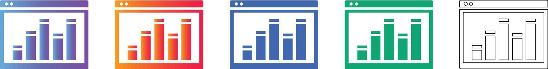 Five Browser Window Data Visualization Icons vector