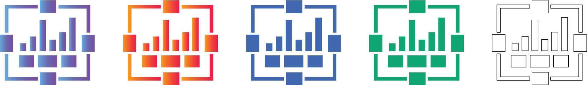 Data Node Network Chart Icons vector