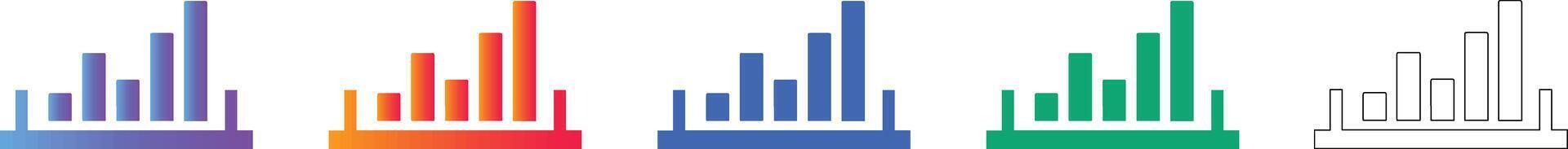 Statistical Bar Chart Progress Icon Set vector