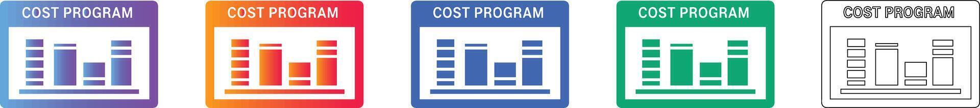 Cost Program Data Analysis Icons vector