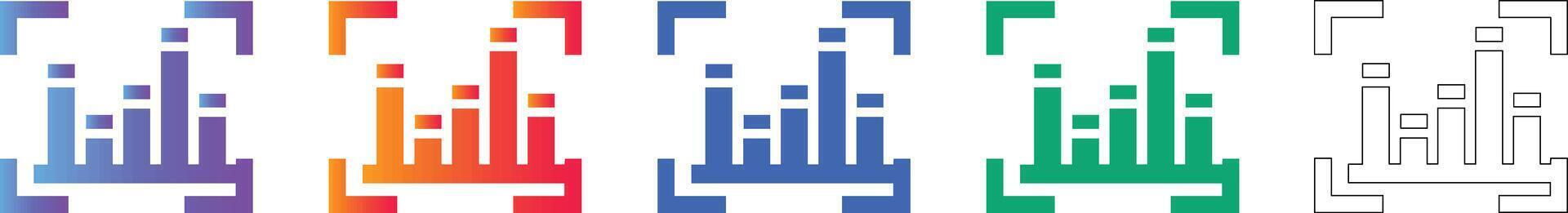 Dynamic Data Chart Icons Set vector