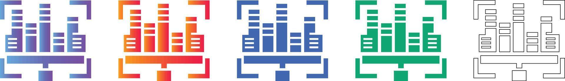 Complex Data Visualization Dashboard Icons vector