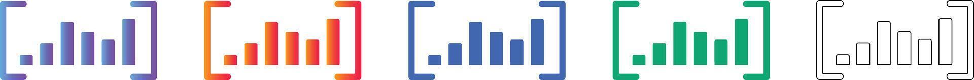 Bracketed Data Bar Chart Icon Set vector