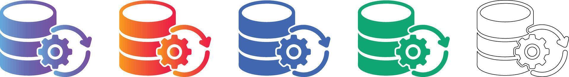 base de datos mejoramiento engranaje icono conjunto vector