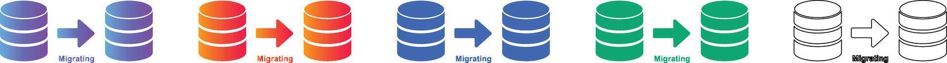 Database Migration Process Icons Set vector