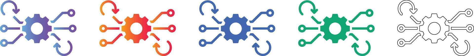 System Process Optimization Icon Set vector