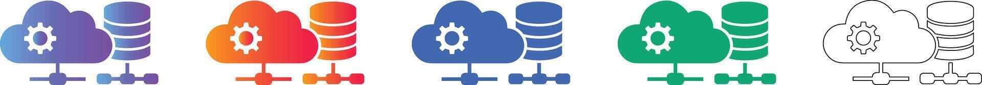 Cloud Server Data Management Icons vector