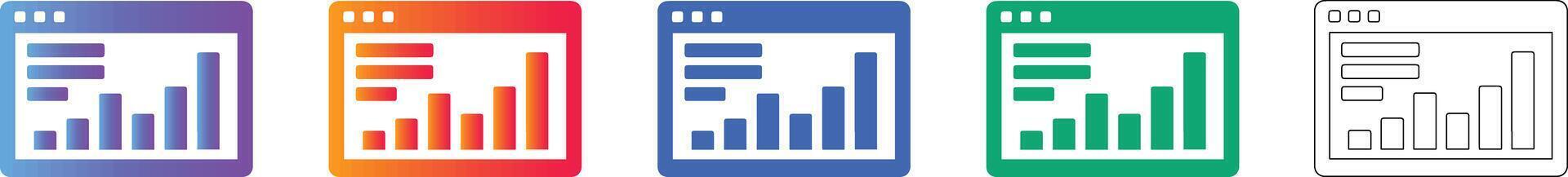 cinco profesional navegador ventana datos íconos vector