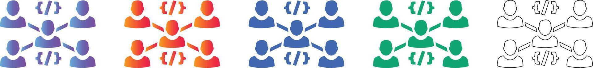 colaborativo codificación y desarrollo íconos vector