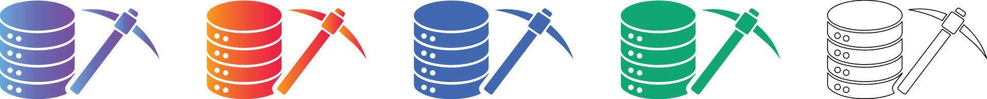 datos minería servidor pico icono conjunto vector