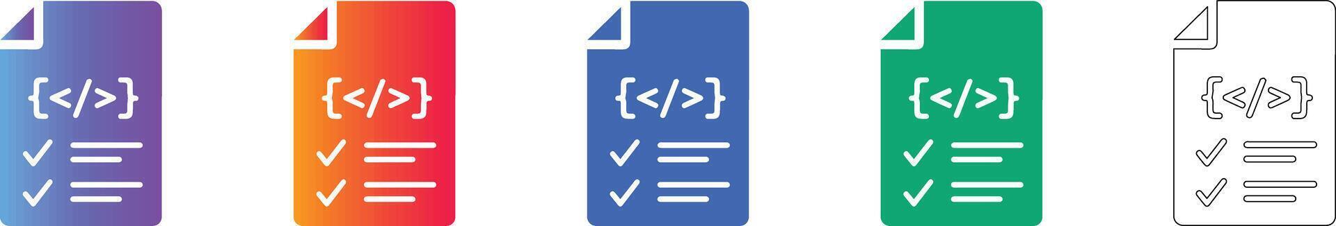 Programming Code File Document Icons vector