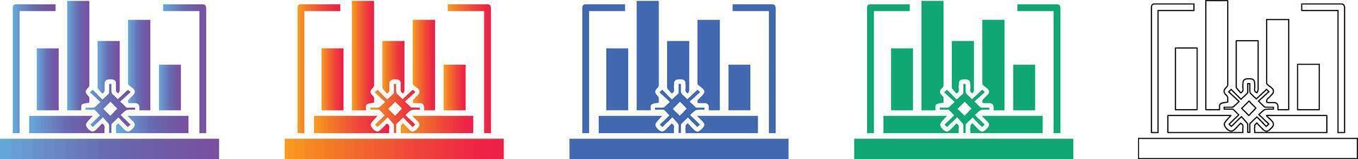 Technical Data Processor Bar Graph Icon Collection vector