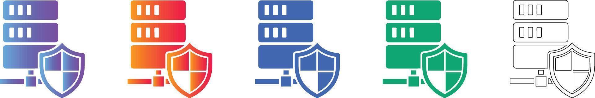 Secure Server Network Icon Set vector