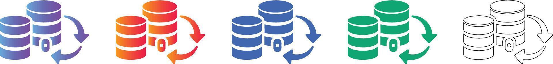 Database Server Data Transfer Icons vector