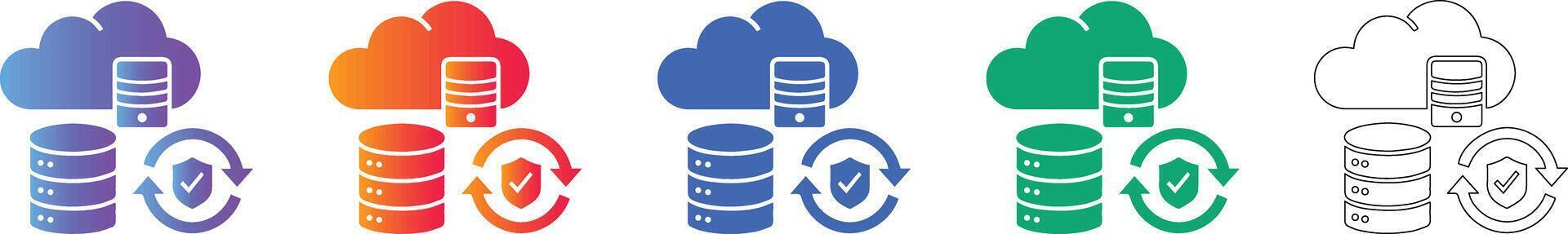 Cloud Data Security Icon Set vector