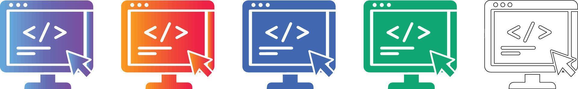Computer Programming Interface Icon Set vector