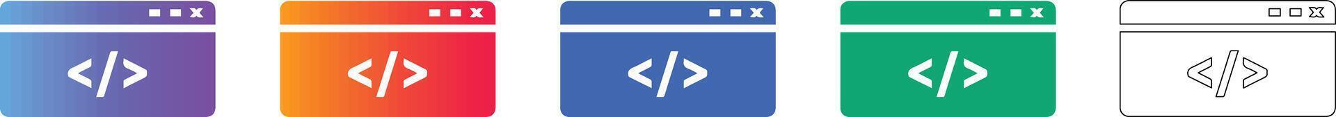 Web Browser Coding Window Interface Icons vector