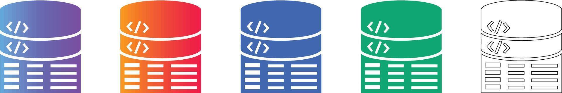 Database Server Code Icon Set vector