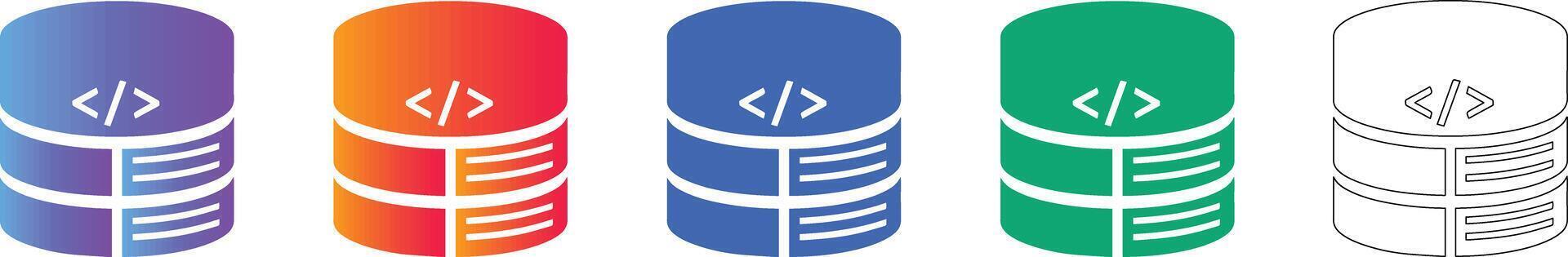 Database Coding Structure Icon Set vector