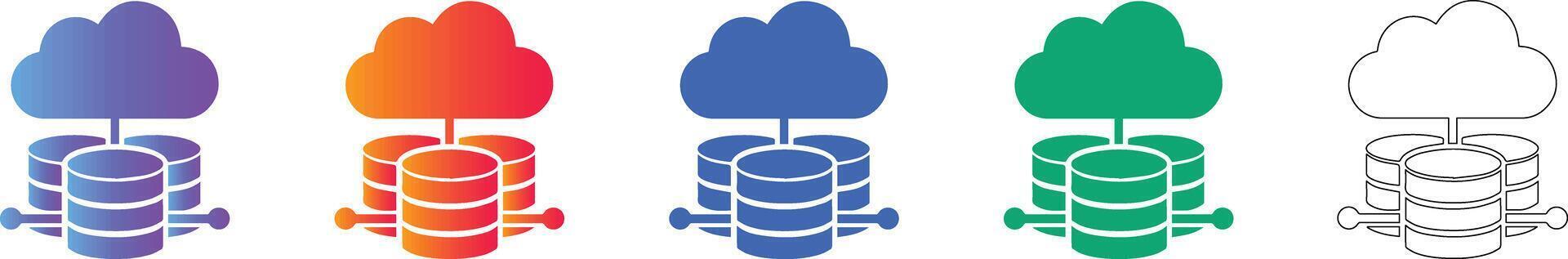 Cloud Data Storage System Icon Set vector