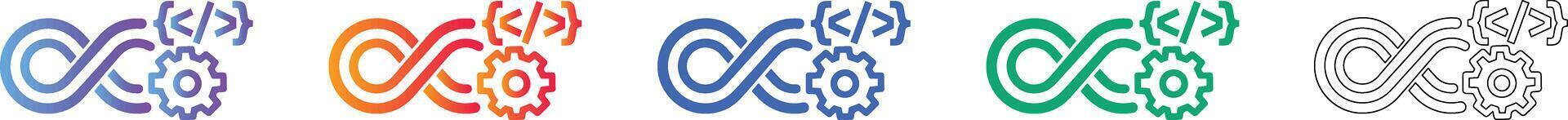 DevOps Infinity Loop and Coding Icons vector