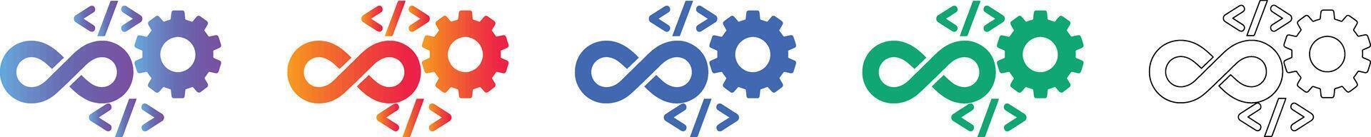 Continuous Coding and Development Icon Set vector