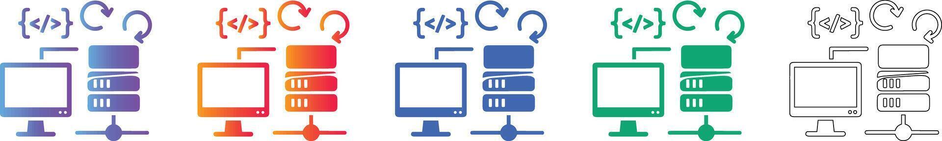 Server and Code Synchronization Icons vector