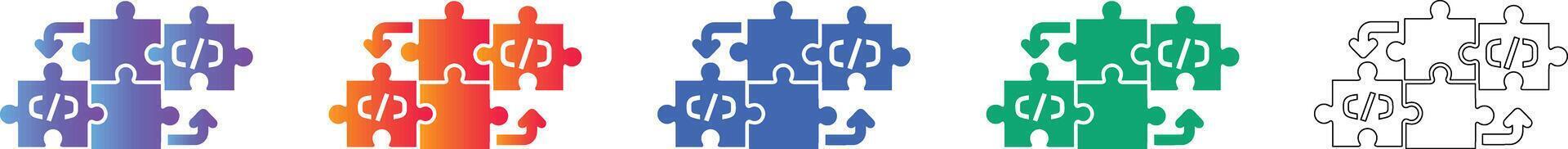 Code Module Assembly and Logic Icons vector