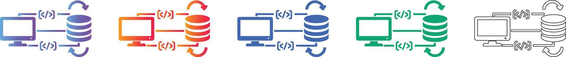 Client Server Code Data Transfer Icons vector