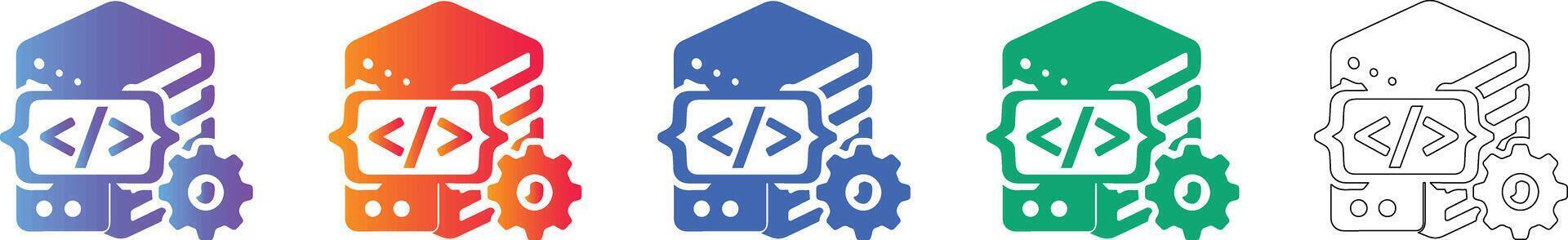 Data Storage Optimization Code Icons vector